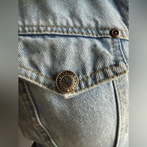 Vintage 90s Chazz zip front denim jean moto vest, size medium Blue