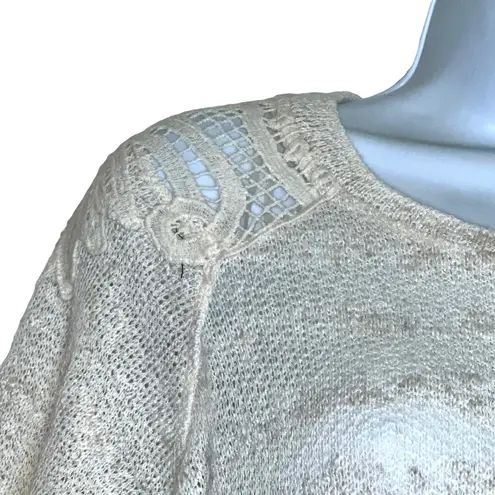 Willow & Clay Blouse Bohemian Linen Knitted Crochet Detail Fishtail