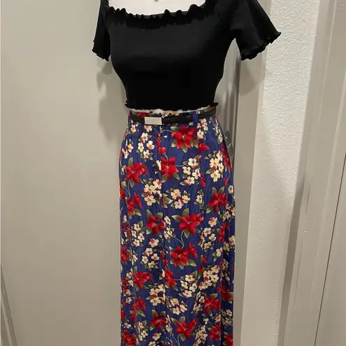 VTG NWT 90s Sag Harbor Cottagecore Purple Blue Floral Button