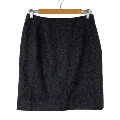 Ralph Lauren  Charcoal Gray 100% Wool Mini Pencil Skirt Lined Side Zipper Size 10