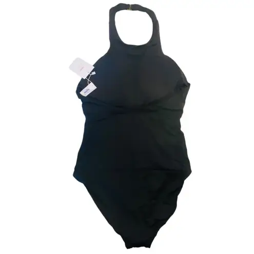 ANDIE  Swim Black Luzon Halter Strap One Piece Swimsuit Sz L NWT