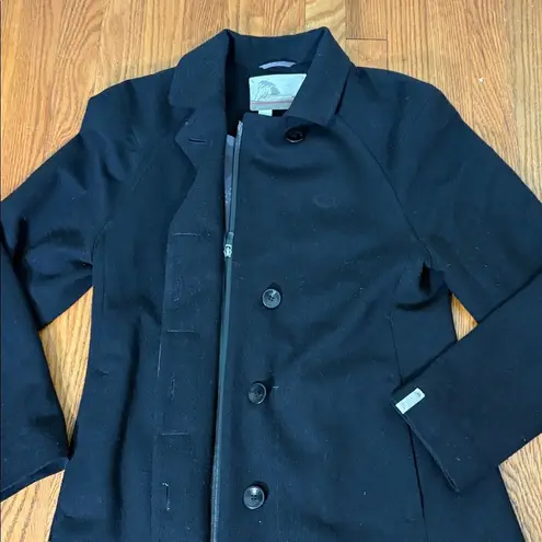 Icebreaker Coastal Merino Wool Full Zip Button Jacket Pea Coat Black Size M Size M