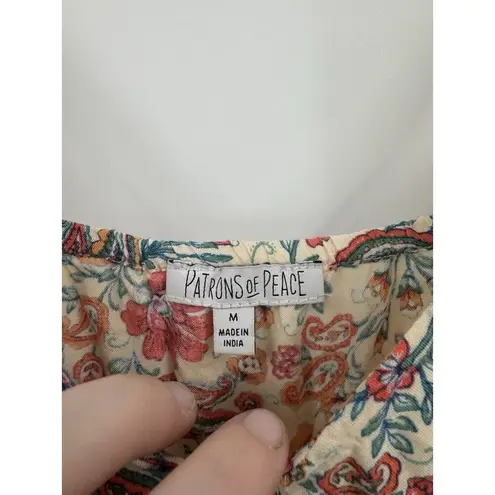 Patrons of Peace Dress Jr Medium Colorful Floral Bohemian Fairy Peasant Midi