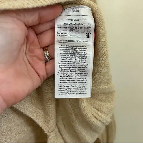 VERO MODA Doffy Long Sleeve V Neck Rib Sweater Dress Irish Cream Melange M