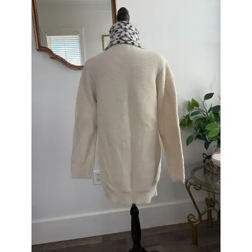Even Women's Cream Black Toggle Front Pockets Knit Cardigan Sweater