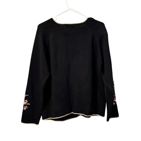 Tiara International Tiara International Cardigan Sweater Sz L Embroidered Button Floral Sequin 2002