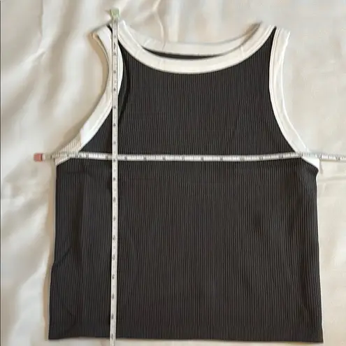 None Ribbed Tank Top with White Trim – Dark Gray – Women’s Size Large – NWOT