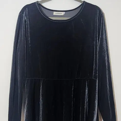 LeadingStar Silver Velour Long Sleeve Dress Size 2XL Pewter Velour Dress Gray