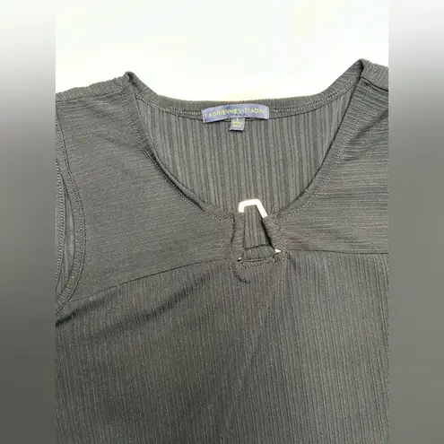 Adrienne Vittadini Gray Ribbed Cut Out Tank Top