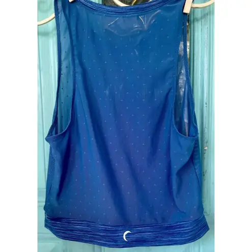 Ladies Zyia Active Periwinkle Blue Sheer Polka Dot Sleeveless Workout Crop Top