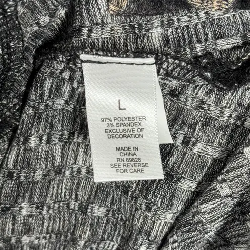 LOGO By Lori Goldstein Logo Lori Goldstein Sweater Black Tan Leopard Knit Hacci Casual Flowy Large