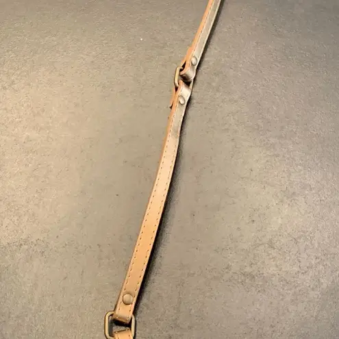 Women's Vinyl Brass Joints Square Metal Buckle Belt Beige Cream Size 34