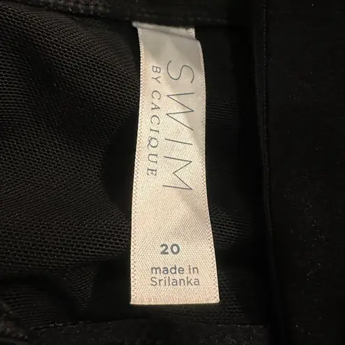 Cacique SWIM BY DRESS SWIMSUIT PLUS Size 20BLACK Mesh Crochet ONE PIECE Beach