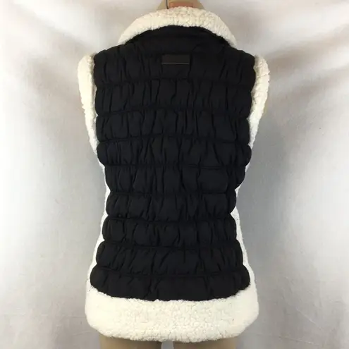 Calvin Klein  Black & Ivory Zip Sherpa Lined Quilted Puffer Vest L