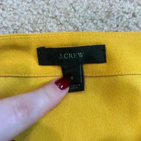 J. Crew Drapey Crepe Faux Wrap Top Yellow Peplum Tie Waist Surplice Blouse 6