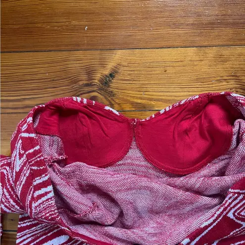 ZARA  Red and White Swirl Long Sleeve Dress