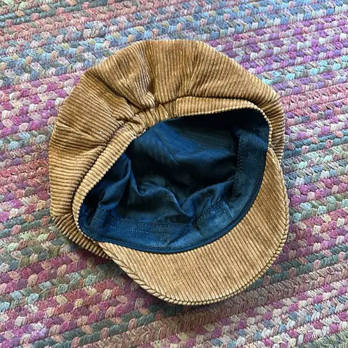 BROWN CORDUROY BOHO BAKER BOY CAP HAT