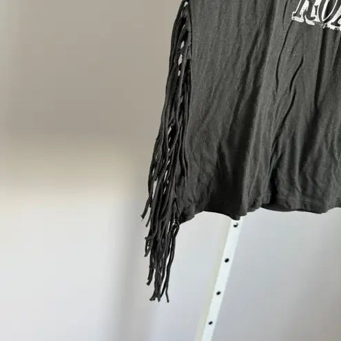 Bershka Lonely Roads Desert Graphic Fringe T-Shirt Women's Medium