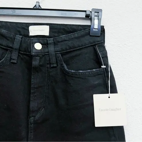 NWT Favorite Daughter Black High Rise Eva Slim Long Shorts Raw Hem Size 23