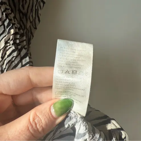 Nanushka Hierro Zebra Block Print Long Sleeve Mini Dress M Black Size M