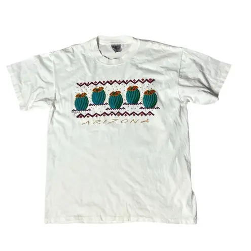 ONEIDA White Arizona T Shirt Cactus Single Stitch 1993 Size Large UNISEX