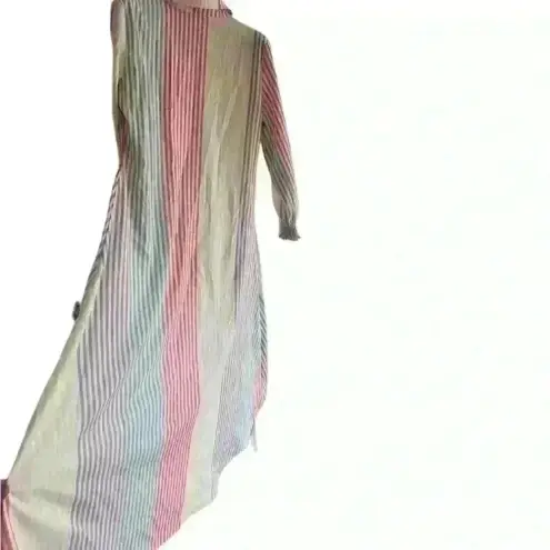 None New Striped button down ladies Size large maxi curved hem dress