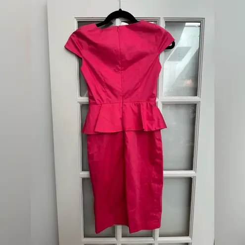 barney's new york  Made in Italy Pink Cap Sleeves Peplum Midi Dress Size 36 US 4