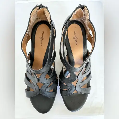 Jaclyn Smith Abby Boho Espadrille Wedge Zip Retro 70s Style Sandals Shoe Sz 6.5