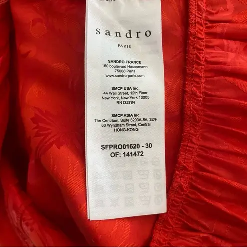 Sandro Azelie Silk-blend Red Satin-Jacquard Mini Dress