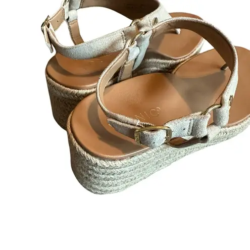 Vionic Kirra Wedge Sandals Ankle Strap Open Toe Cream Jute Shoes Size 7.5 Womens