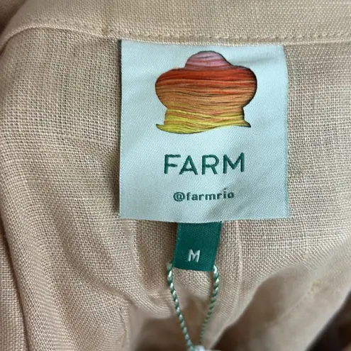 Farm Rio Shorts Womens Medium Beige Tailored Linen Belted High Rise Summer NEW