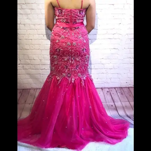 Fuchsia sequin & rhinestone mermaid prom dress Pink Size 6