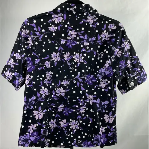 Christopher & Banks Christopher Banks Floral Polka Dot Button Down Short Sleeve Top - Image 8