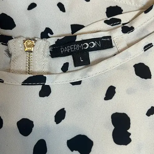 Paper Moon Black & Cream Polka Dot High-Low Blouse Women's Large