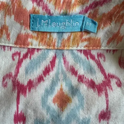 J. McLaughlin  Paisley Pastel Button Down Shirt Pink Blue Coastal Preppy Vacation