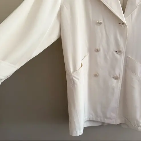 Vintage White Mid Length Double Breasted Trench Coat Size 10