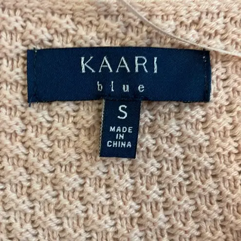 Kaari Blue Cable Knit Sweater Ribbon Tie Ling Sleeves Pink Size Small