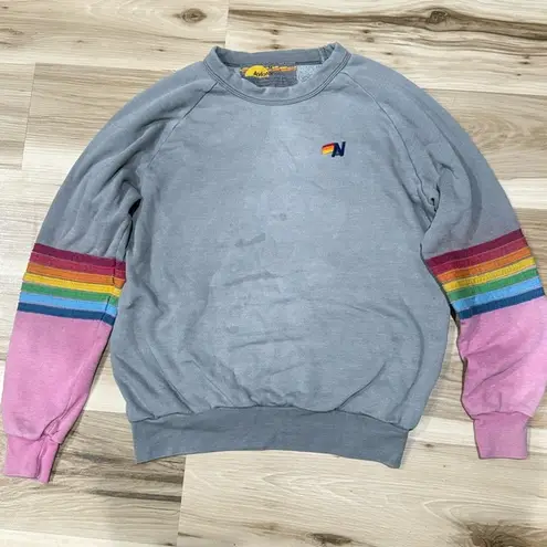 Aviator Nation  Grey Rainbow Crewneck Sweatshirt Women’s Medium