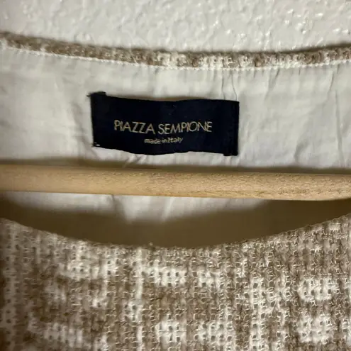 Piazza Sempione Italian Cream Brown Woven Abstract Sleeveless Sheath Dress 8