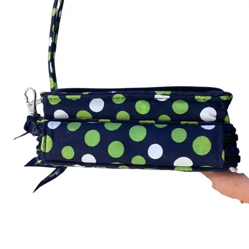 Vera Bradley  Navy Blue LUCKY YOU Polka Dots Adjustable Crossbody Wallet Purse