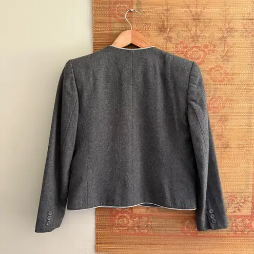 Vintage Wool Blend Semi Cropped Blazer Jacket Gray Size 6