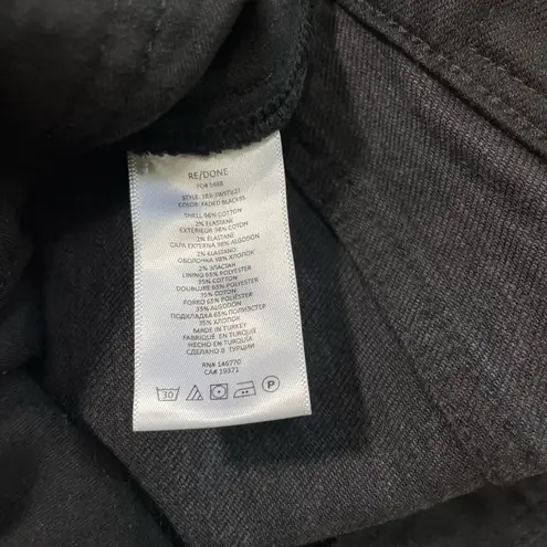 RE/DONE 70s High Rise Stove Pipe Black Jeans Washed Noir Denim Button Fly Sz 26