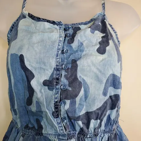 Arizona Jeans Blue Camouflage Peplum Cami Top