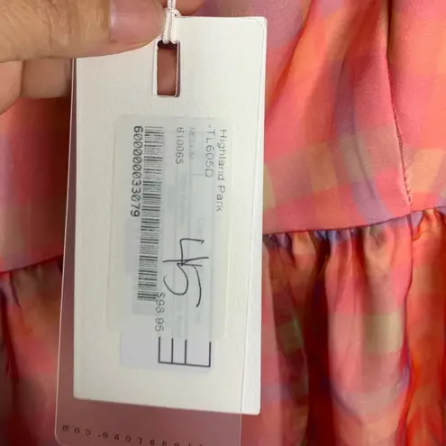 Endless Rose pink checkered puff sleeves organza mini dress medium anthropologie