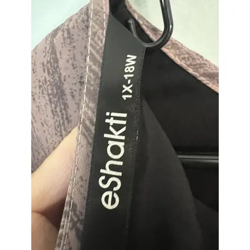 Eshakti 18w Brown Dress Front Button Midi 3/4 Sleeve 1X Cotton Back Zip