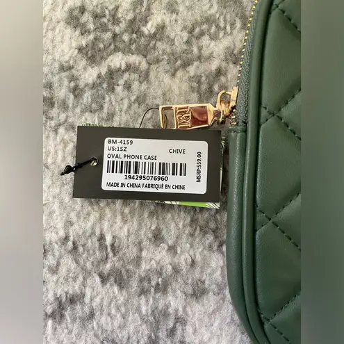 Badgley Mischka Diamond Quilted Oval Crossbody Phone Case in chive NWT