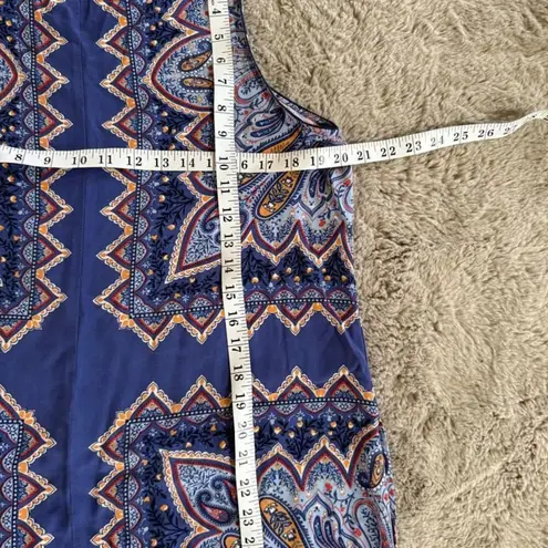 J Jill Dress Paisley Print Colorblock Sleeveless 100% Rayon Side Pockets Medium