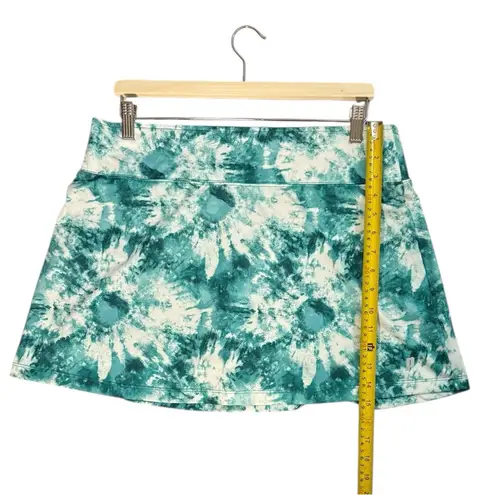 PRINCE Tennis Skort Womens Large Green Tie Dye Print Athleisure Tenniscore White