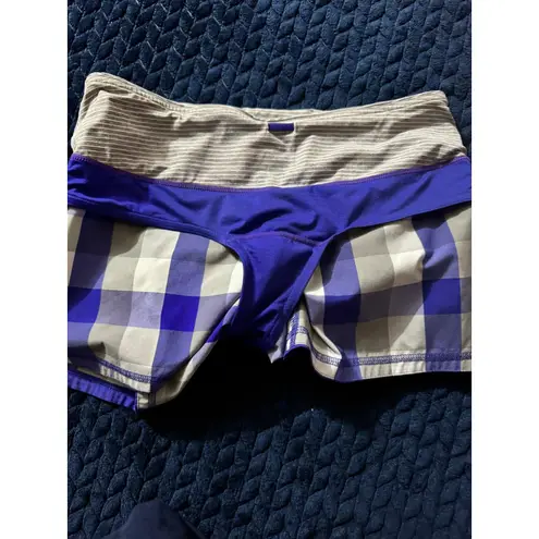 Lululemon  Women's Run Speed Shorts Purple Plaid Athletic Shorts Size‎ 6