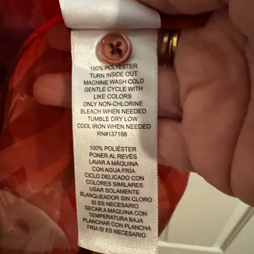 Nina Parker New Trendy Plus Printed Organza Red Button Up Blouse Size 1X